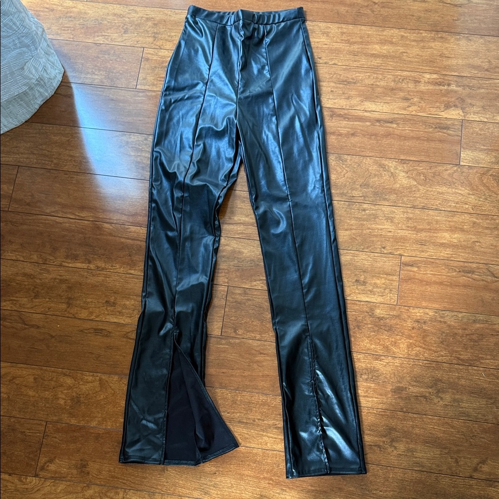 Black Faux Leather Pants